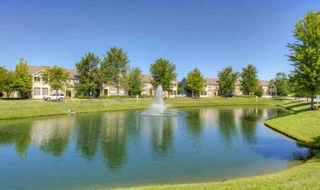 View of pond and property