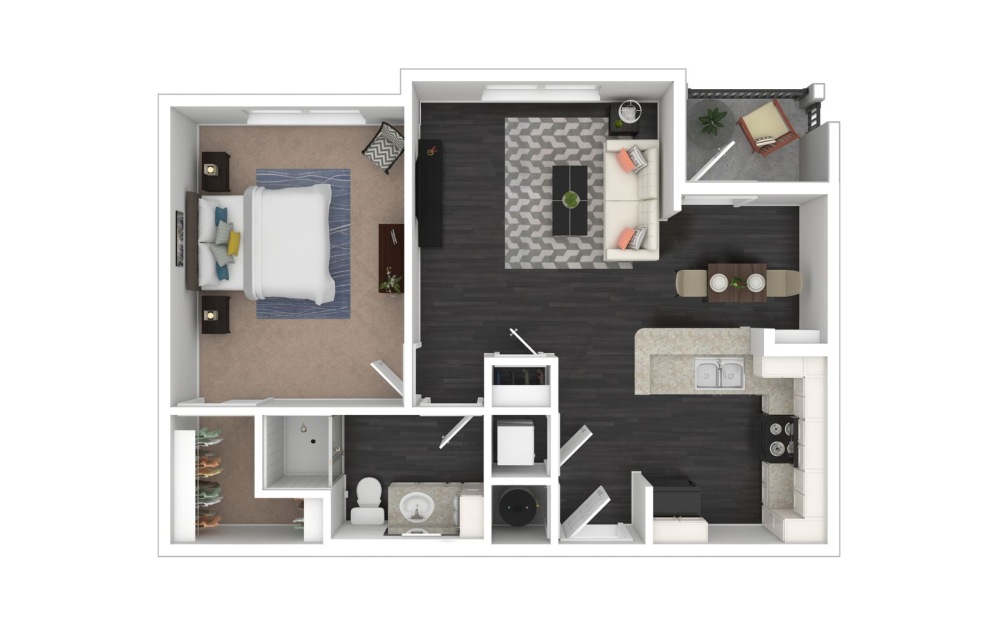 Addison - 1 bedroom floorplan layout with 1 bathroom and 650 square feet