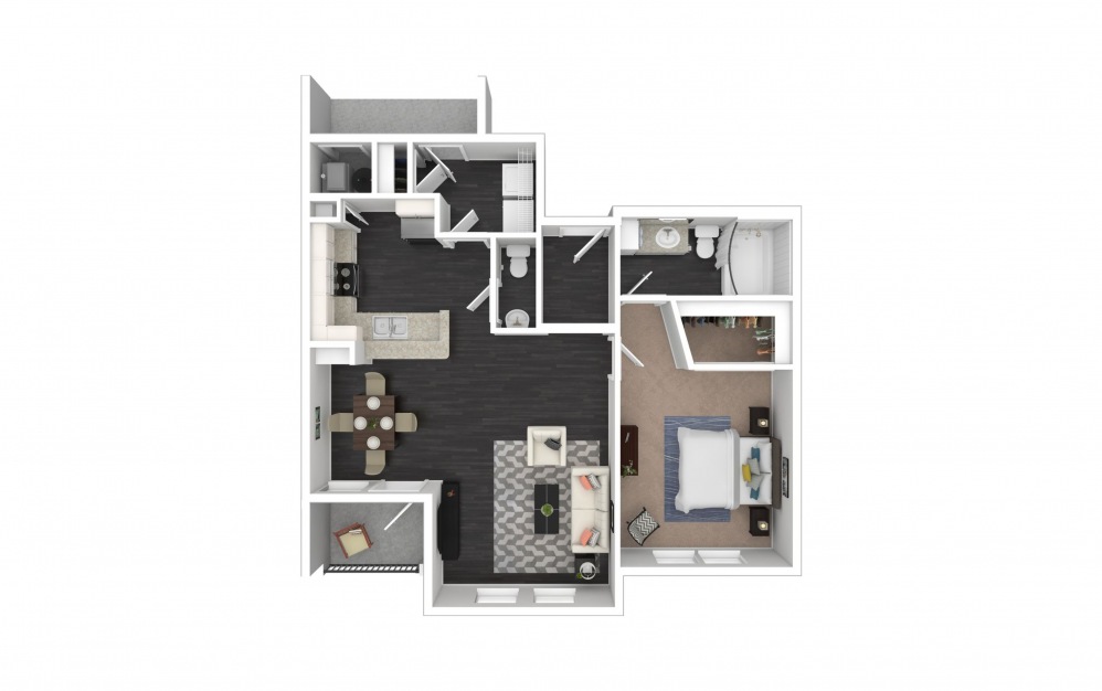 Lawson - 1 bedroom floorplan layout with 1.5 bath and 831 square feet.
