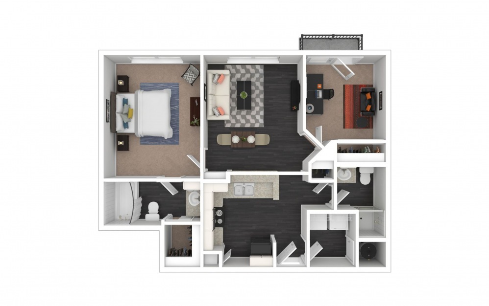 Matthews - 2 bedroom floorplan layout with 2 baths and 759 square feet.