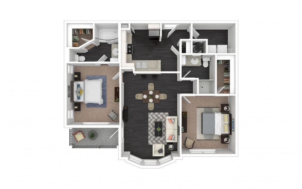 Middleton 2 - 2 bedroom floorplan layout with 2 baths and 992 square feet.
