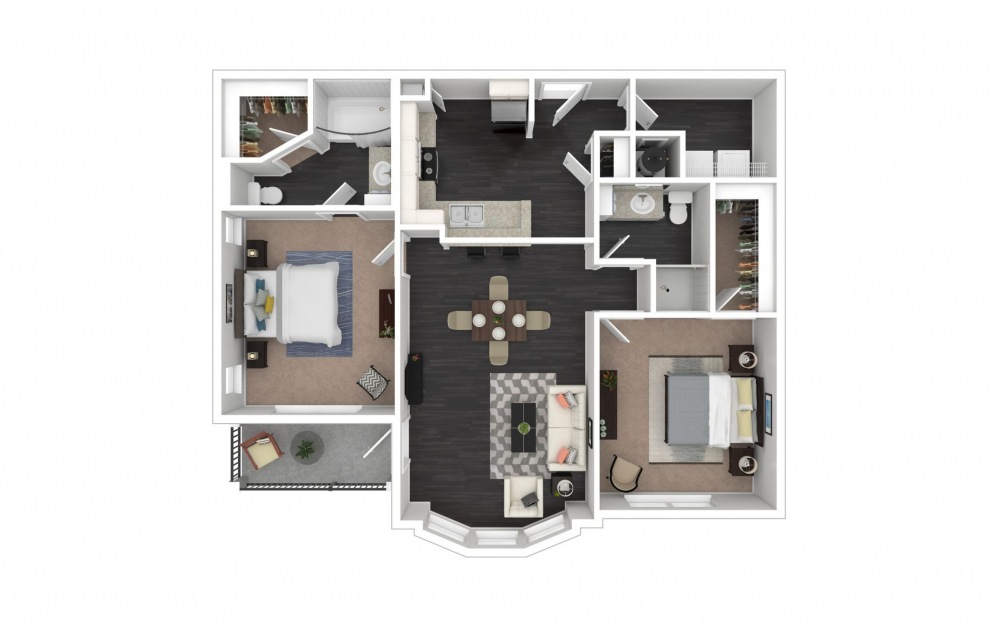 Middleton 3 - 2 bedroom floorplan layout with 2 baths and 977 square feet.