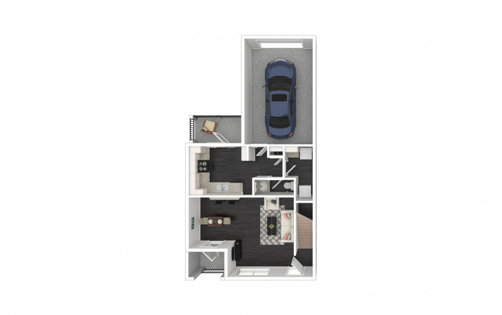Parker - 2 bedroom floorplan layout with 2.5 baths and 1151 square feet. (Floor 1)
