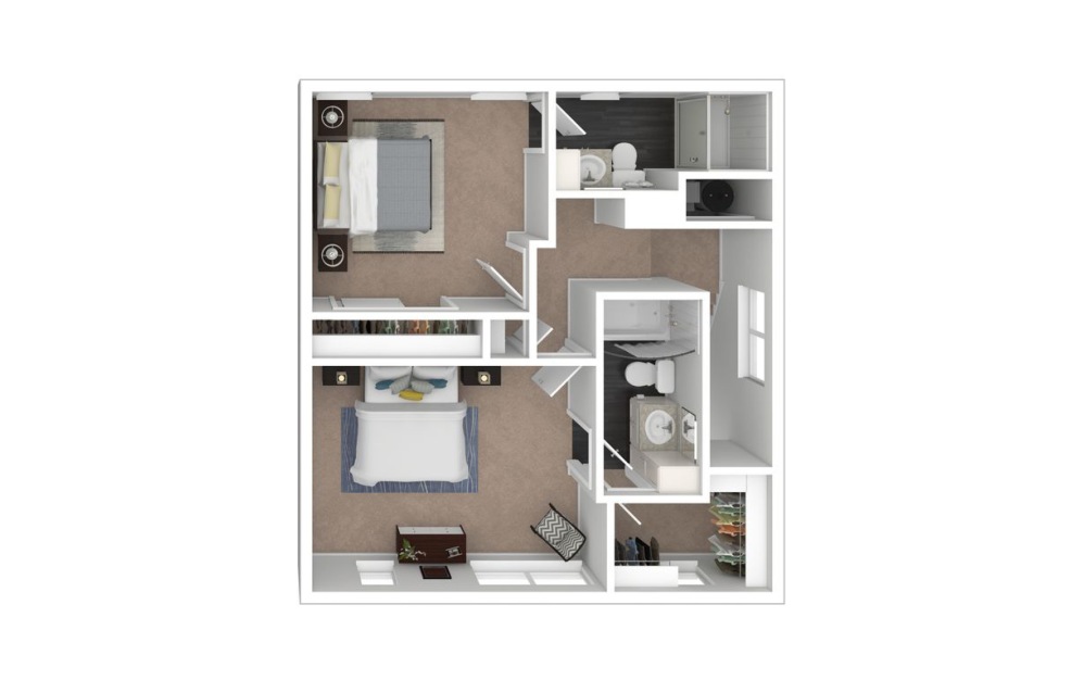 Parker - 2 bedroom floorplan layout with 2.5 bathrooms and 1151 square feet (Floor 2)