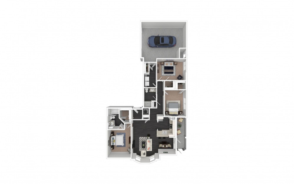 Rowland 1 - 3 bedroom floorplan layout with 2 baths and 1271 square feet.