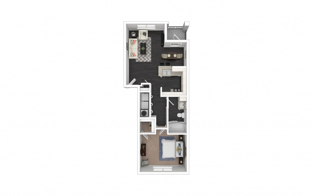 Somerset - 1 bedroom floorplan layout with 1 bath and 660 square feet.