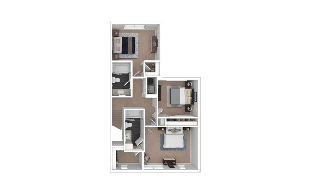 Spencer - 3 bedroom floorplan layout with 2.5 bathrooms and 1349 square feet (Floor 2)