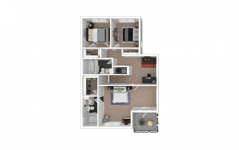 Winston - 3 bedroom floorplan layout with 2.5 baths and 1377 square feet. (Floor 2)
